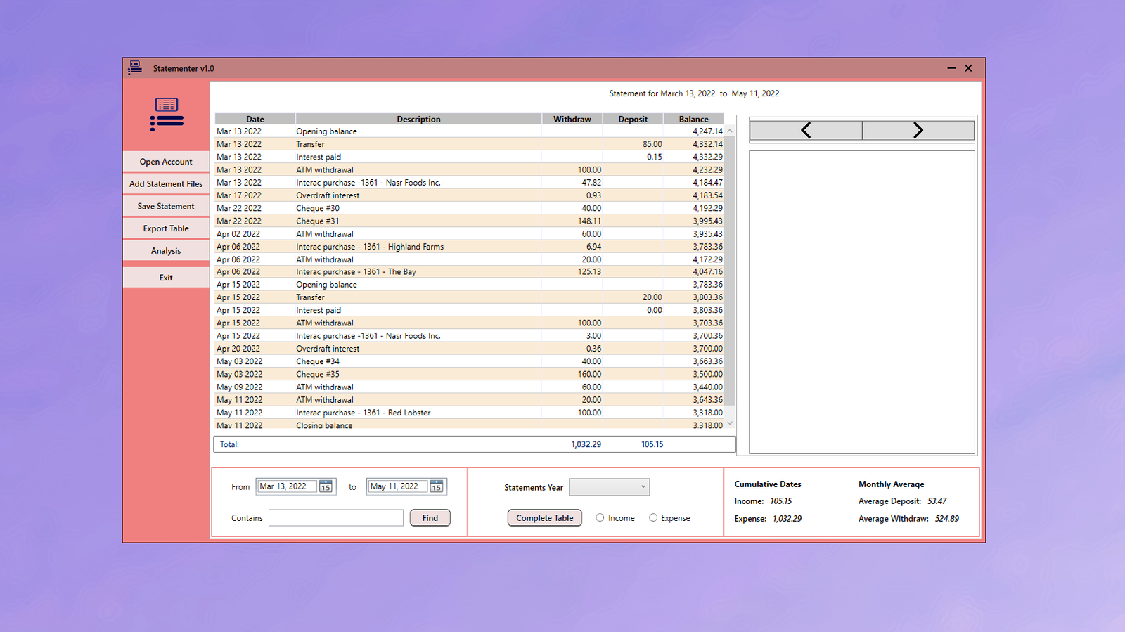 Statementer Screenshot 1